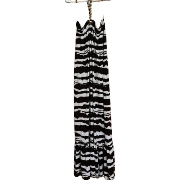 Michael Kors Women's Zebra Print Keyhole Halter Maxi Summer Dress Sz-XL - Picture 1 of 9